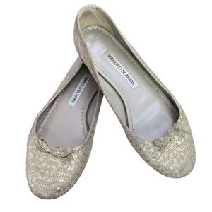 Manolo Blahnik Gold Leather Flat